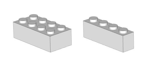 Two basic bricks with studs up
