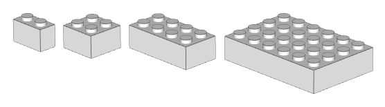 A variety of bricks: 2x4, 2x2, 1x2 and 4x6