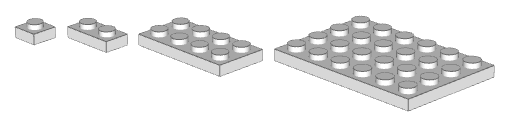 A variety of plates: 1x1, 1x2, 2x4 and 4x6