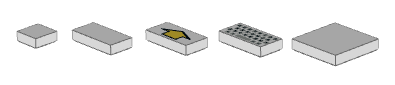 Some tiles: 1x1, 1x2 with arrow, 1x2 with keyboard, 2x2