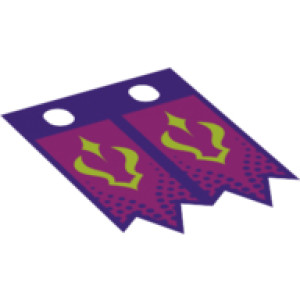 Plastic Flag with Dark Purple Border, Magenta Background and Lime Green Elves Symbol Pattern, Sheet of 2