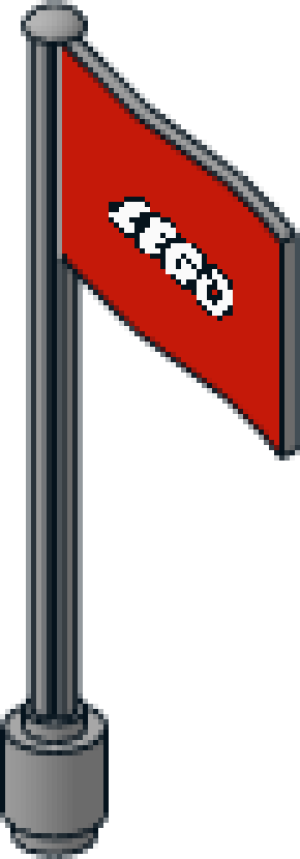 Flag on Flagpole Type 4 with Small Lego Logo w/ Open "O" Pattern