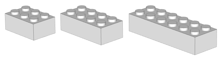Three 2xN pieces: 2x3, 2x4 and 2x6