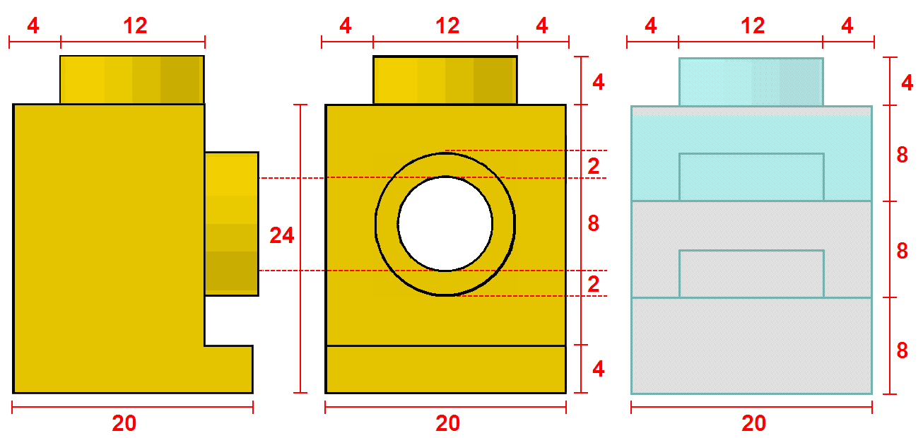 A headlight brick with LDU measurements
